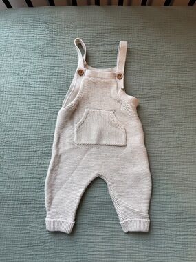 Carter's Cream Knit Baby Overalls with Front Pocket